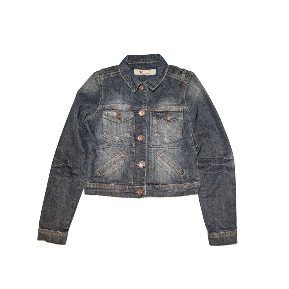 Wet Seal Womens XS - S Dark Wash Denim Jean Jacket Y2K Cropped 2000s style retro